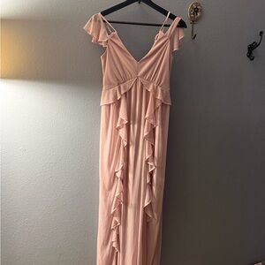 Express Blush Pink Ruffle Maxi Dress